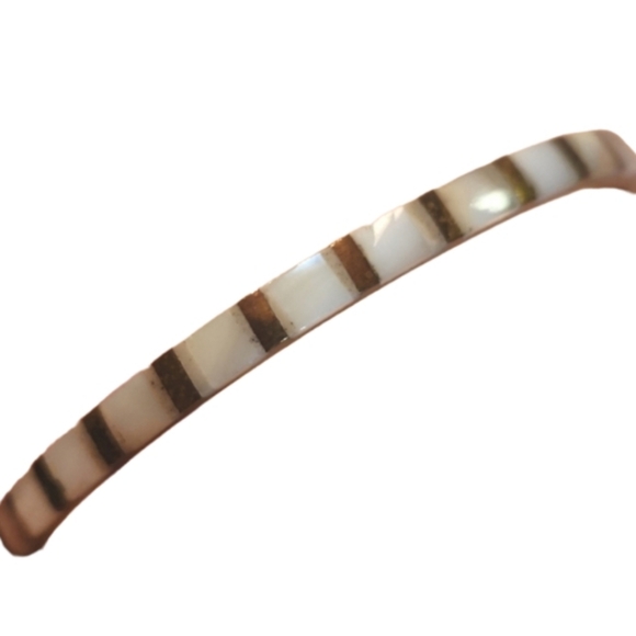 Vintage mother of pearl inlay bracelet 70s goldtoned - Picture 5 of 5